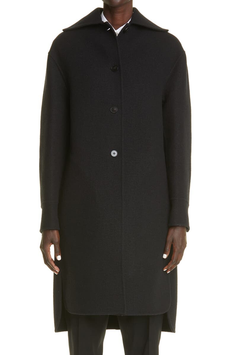 

Войлочное пальто из выстиранной натуральной шерсти JIL SANDER, черный