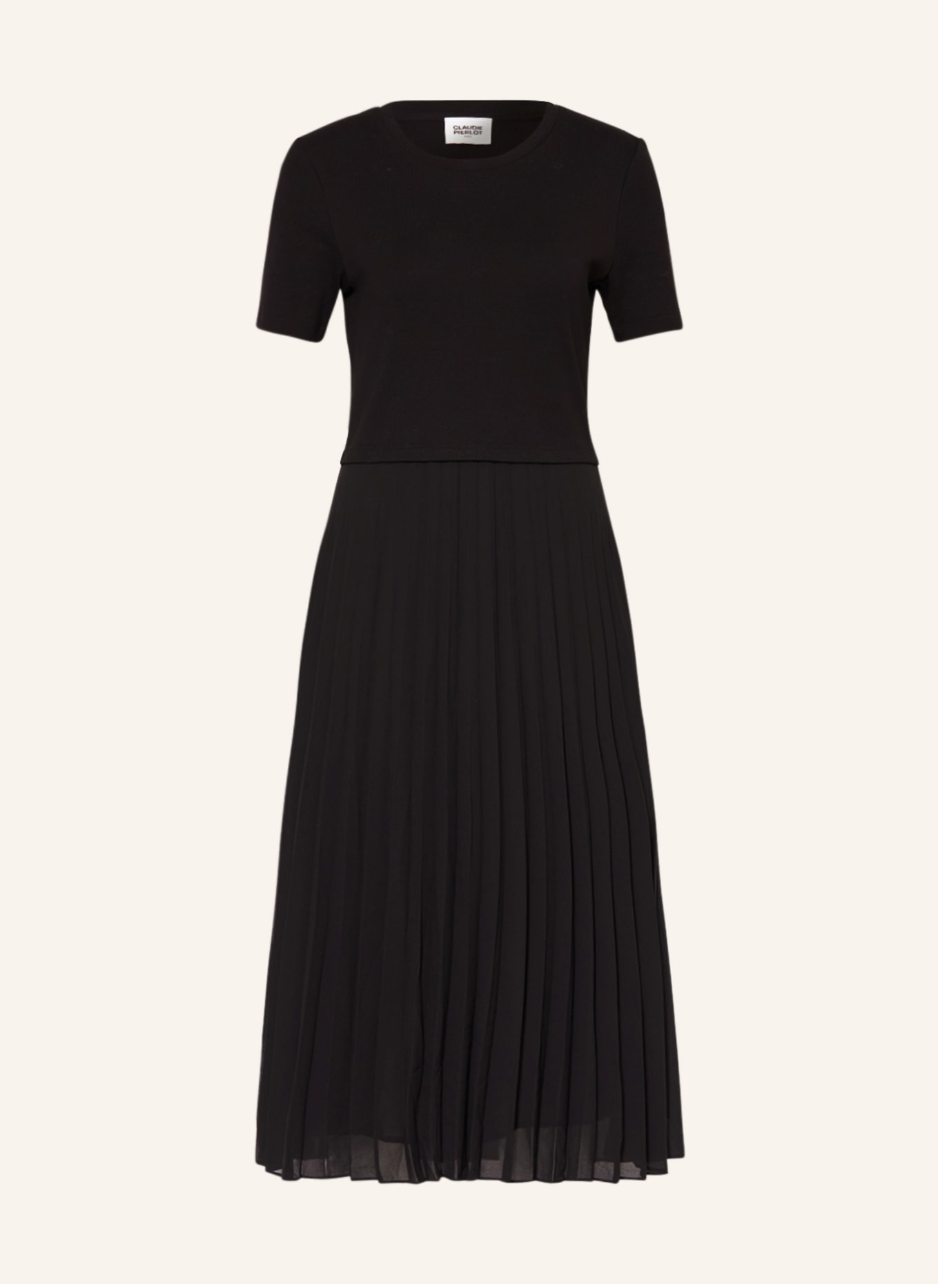 Платье CLAUDIE PIERLOT im Materialmix mit Plissees, черный