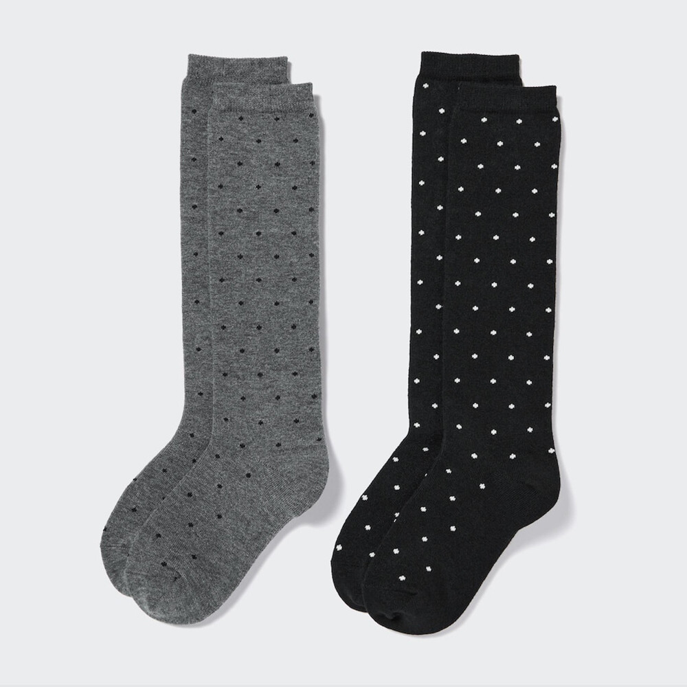 

Носки Uniqlo Girls Heattech высокие теплые 2 пары, сине-серый