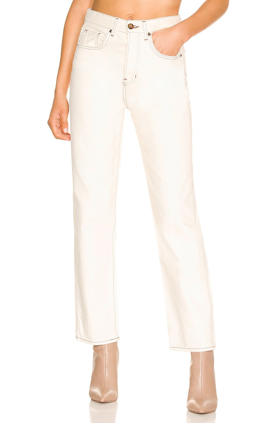 

Брюки Veronica Beard Blake High Rise Straight, экрю