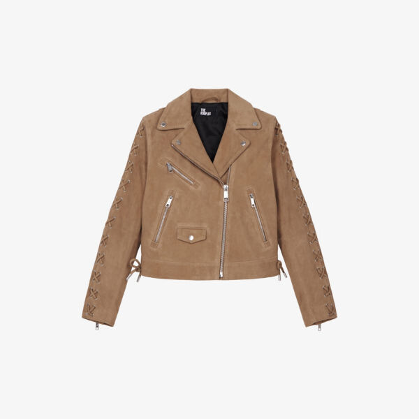 

Замшевая байкерская куртка на молнии The Kooples, бежевый