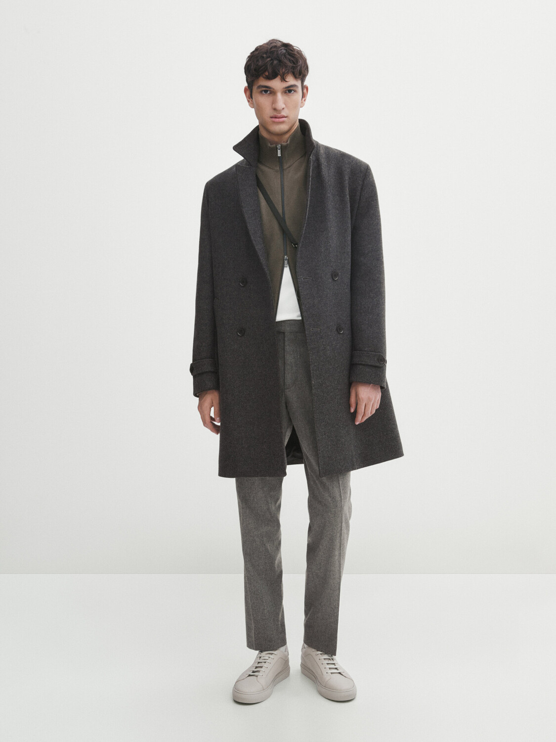 

Трикотажный кардиган milano с вырезом и молнией Massimo Dutti, бледный хаки