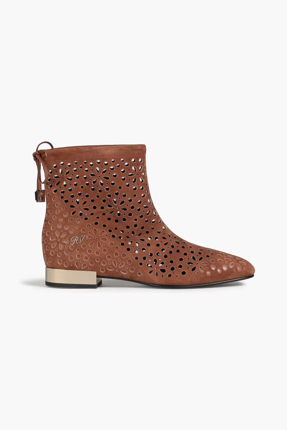 

Ботильоны из замши с лазерной резкой Roger Vivier, светло-коричневый