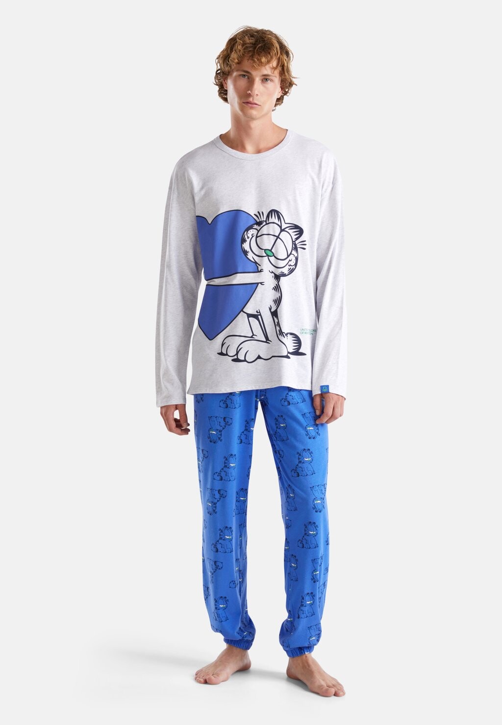 

Топ с длинными рукавами GARFIELD ON FRONT SLEEVES WITH ELASTIC ON CUFF United Colors of Benetton, серый