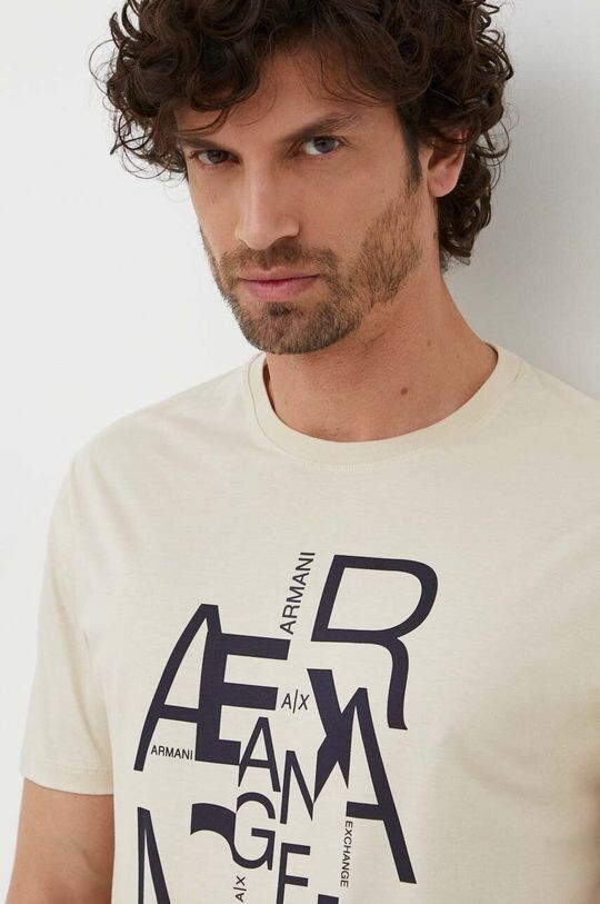 

Хлопковая футболка Armani Exchange, бежевый