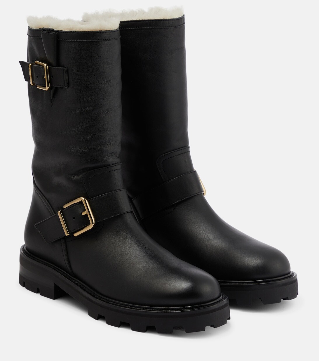 

Кожаные ботинки Biker II на подкладке из овчины Jimmy Choo, черный