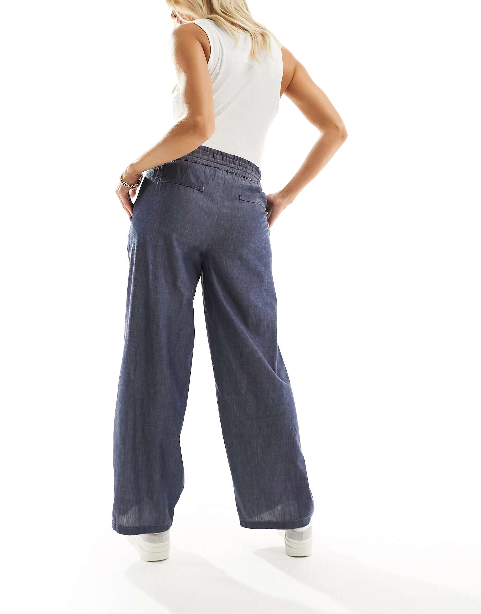 Синие джинсовые брюки широкого кроя для беременных Mama.licious цена и фото