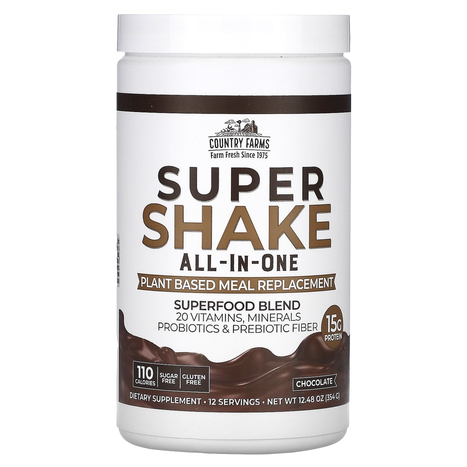 

Super Shake, универсальное средство, с шоколадом, 354 г (12,48 унции), Country Farms