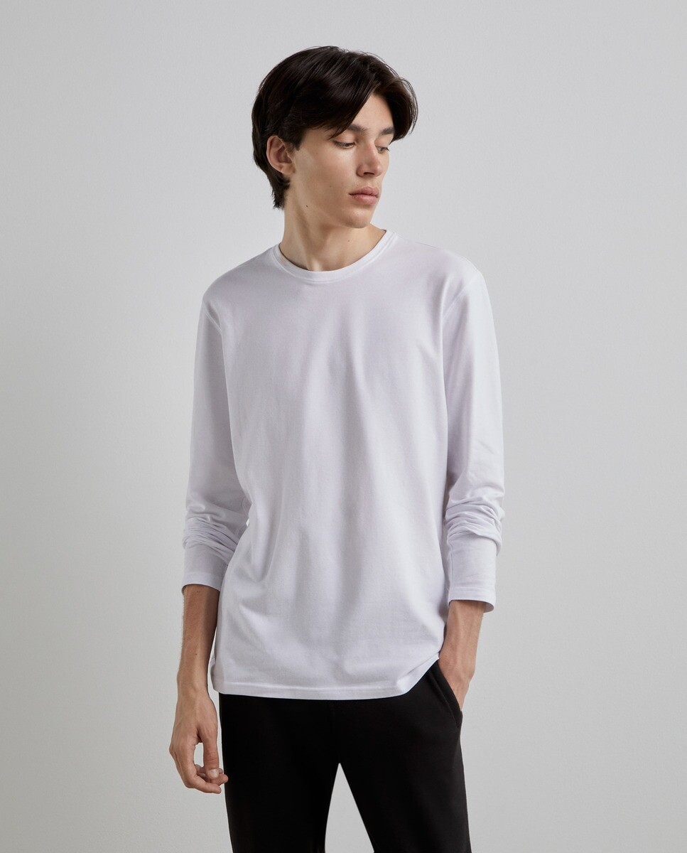 

Мужская однотонная футболка с длинными рукавами Easy Wear, белый