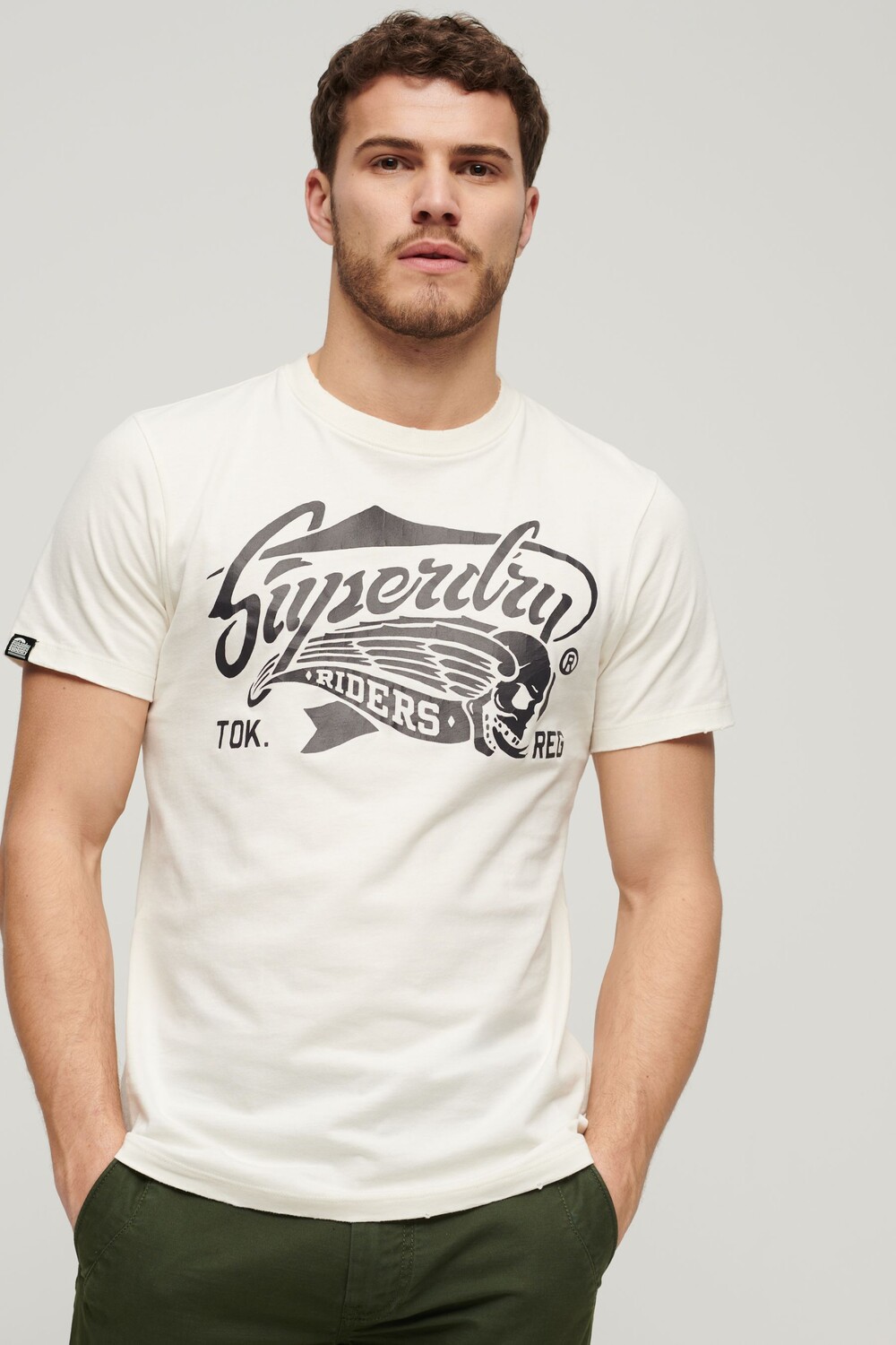 

Футболка Blackout Rock с принтом Superdry, бежевый