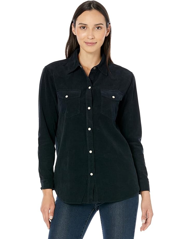 

Рубашка Elliott Lauren Corduroy Snap Front Shirt with Western Details, темно-синий