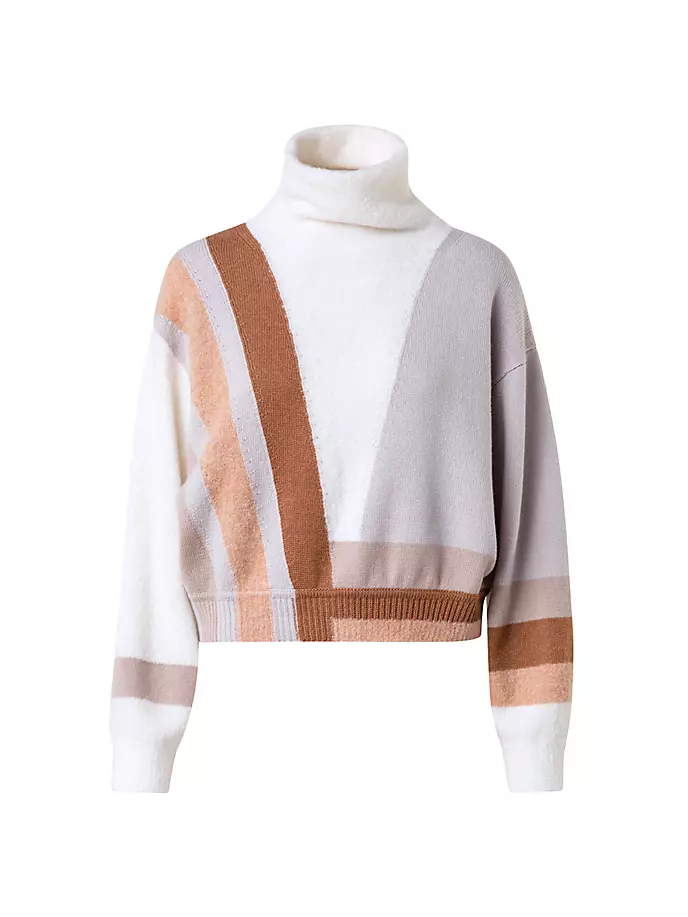 

Свитер букле из кашемира и шелка с зигзагом Akris, цвет camel multicolor