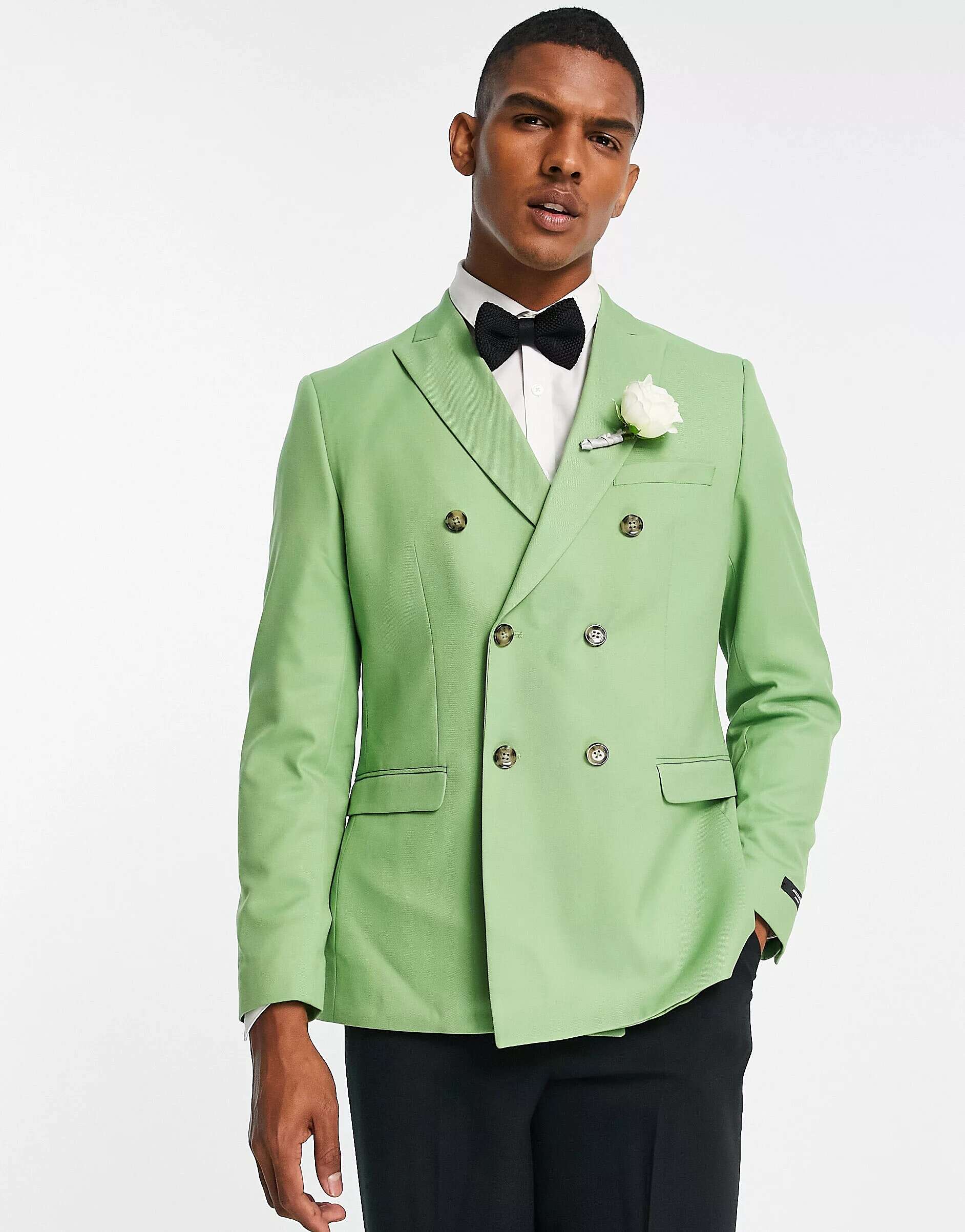 Зеленый двубортный пиджак Jack & Jones Premium