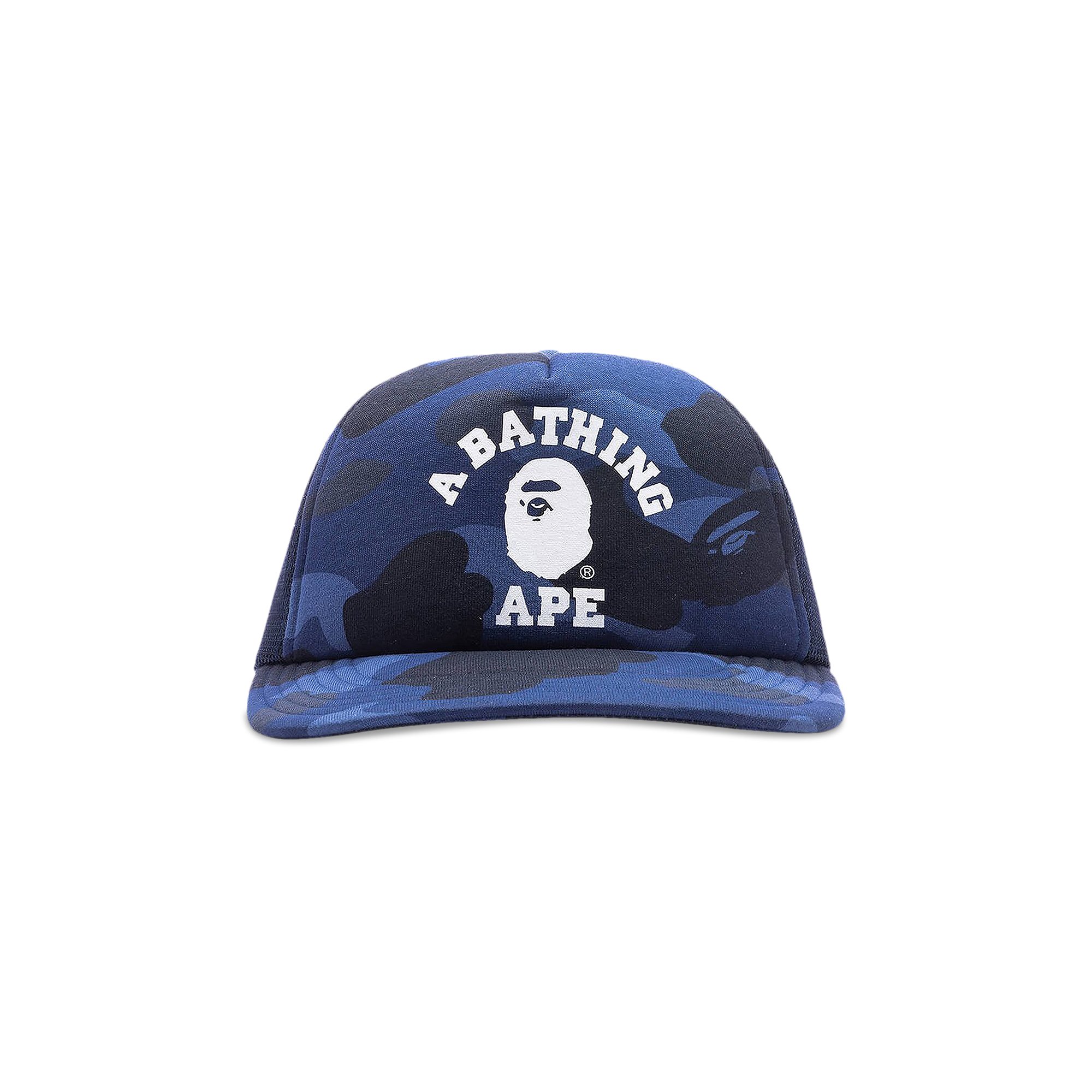 Сетчатая кепка колледжа BAPE Color Camo, темно-синяя цена и фото