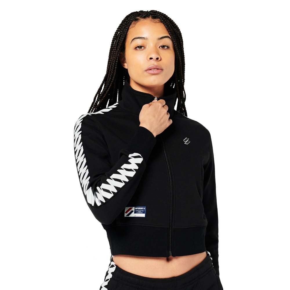 Толстовка Superdry Code Tape Track Full Zip, черный толстовка superdry code city college черный