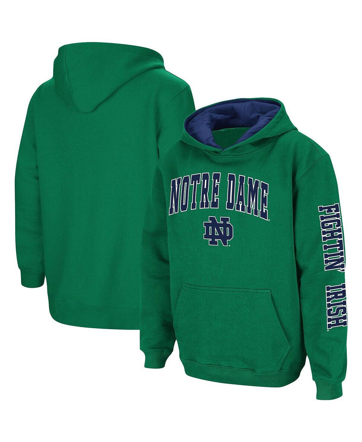 

Пуловер с капюшоном для мальчиков и девочек Kelly Green Notre Dame Fighting Irish 2-Hit Team Colosseum