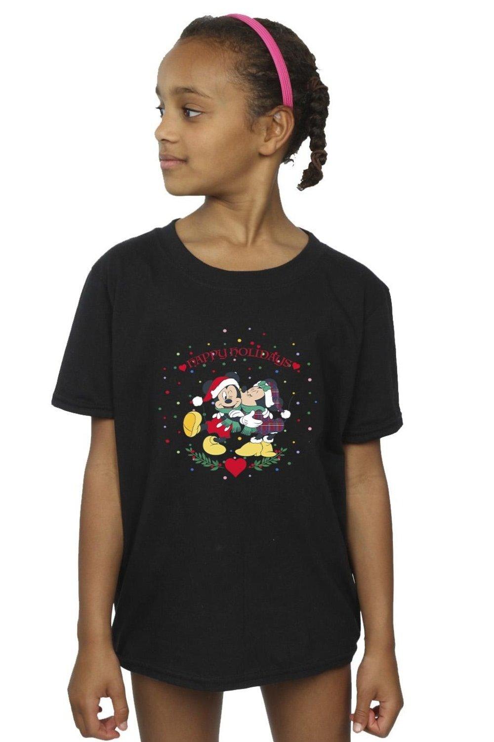 Рождественская хлопковая футболка с Микки Маусом и Микки Минни Disney, черный одиночная распродажа оптовая продажа мультяшная пряжка для обуви с микки и минни маусом мягкие клейкие аксессуары из пвх украшения для д