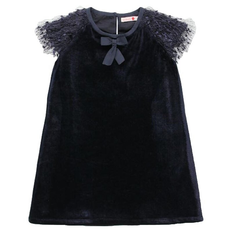 

Короткое платье Boboli Velour With Fringes, синий