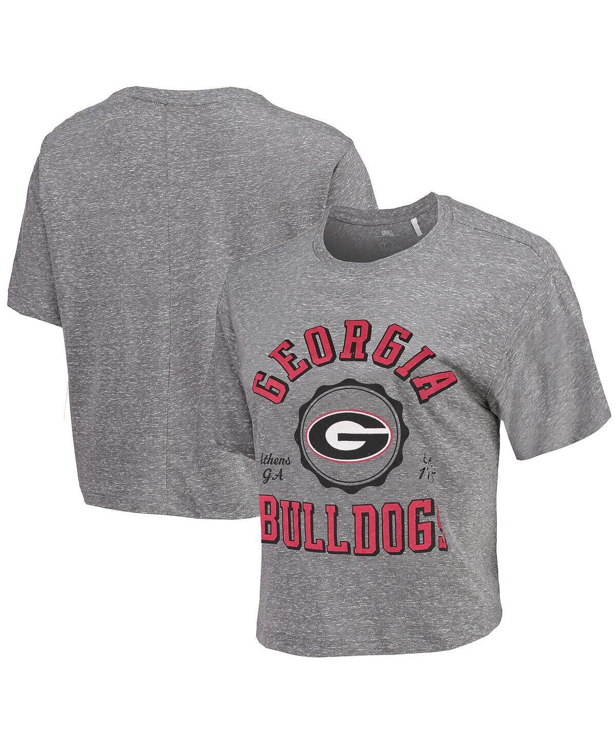 

Женская серая укороченная футболка Georgia Bulldogs Bishop Tri-Blend Knobi Pressbox, серый
