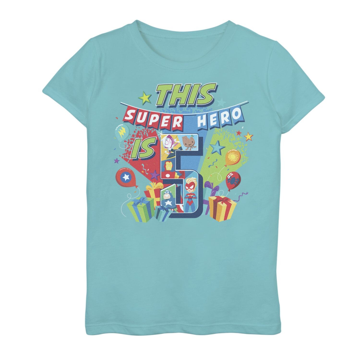 

Футболка с рисунком «Marvel This Super Hero Is 5» для девочек 7–16 лет Marvel