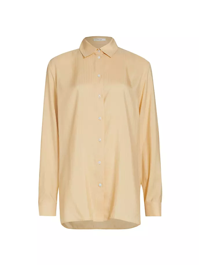 Полосатая шелковая рубашка Sisilla The Row, серый