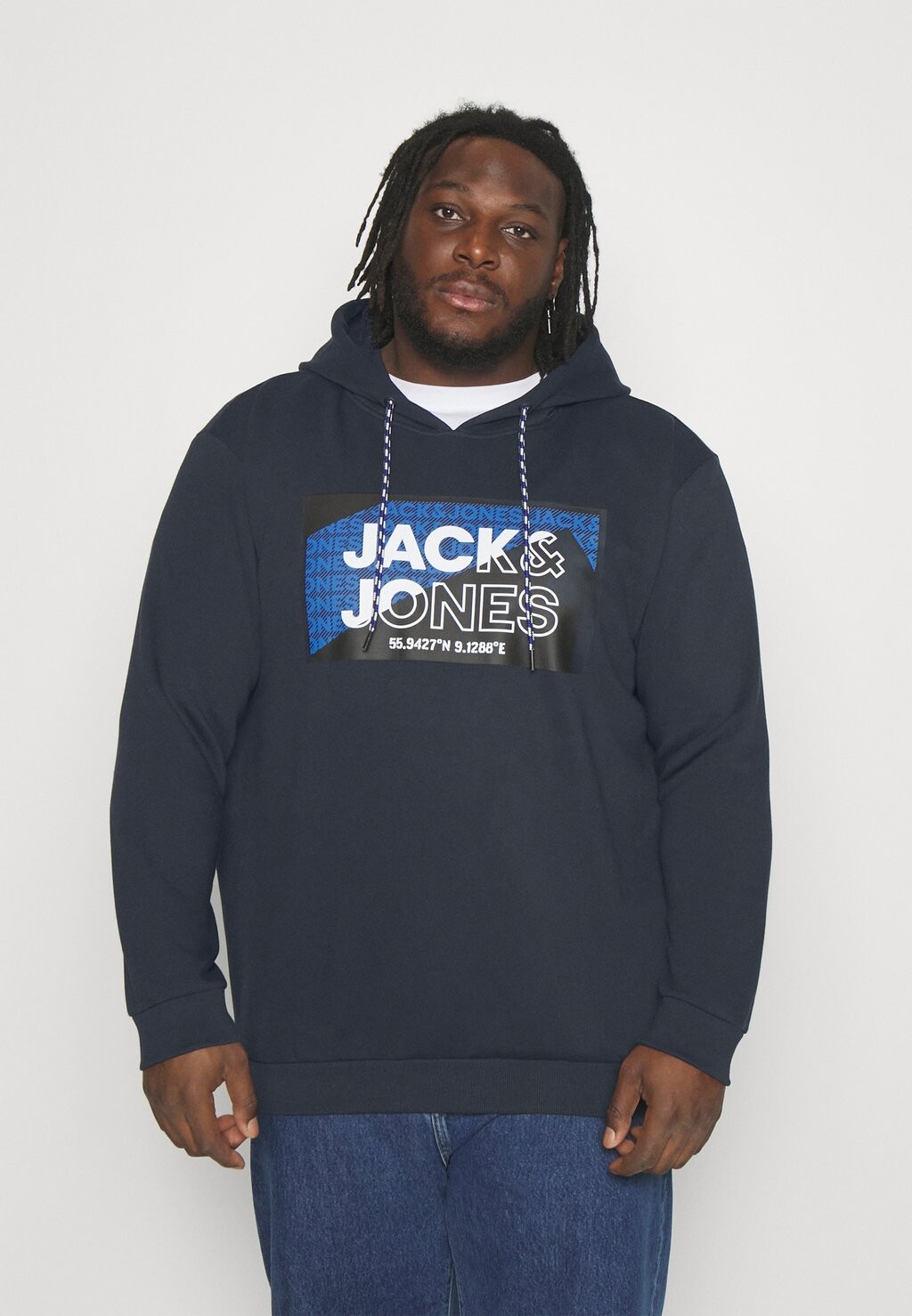

Толстовка с капюшоном Jack & Jones Jcologan Hood, темно-синяя, Серый
