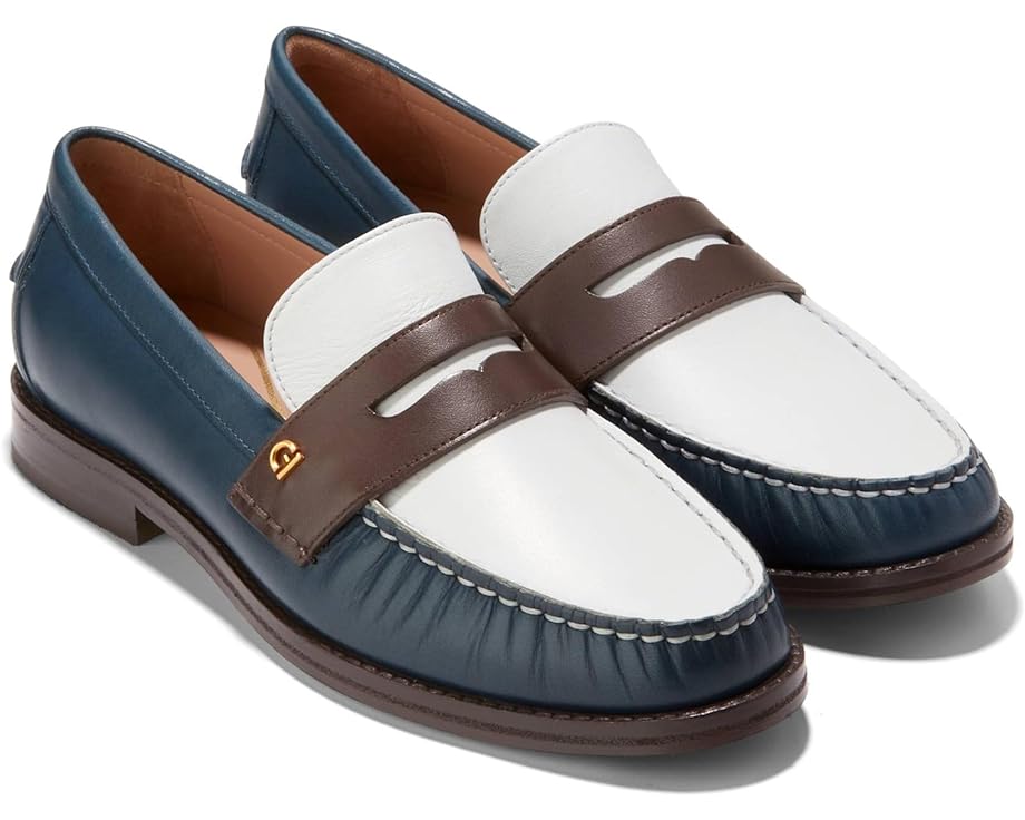 Лоферы Cole Haan Lux Pinch Penny Loafer, цвет Ivory/Dark Chocolate/Blue Wing Teal Leather leather belts with wing