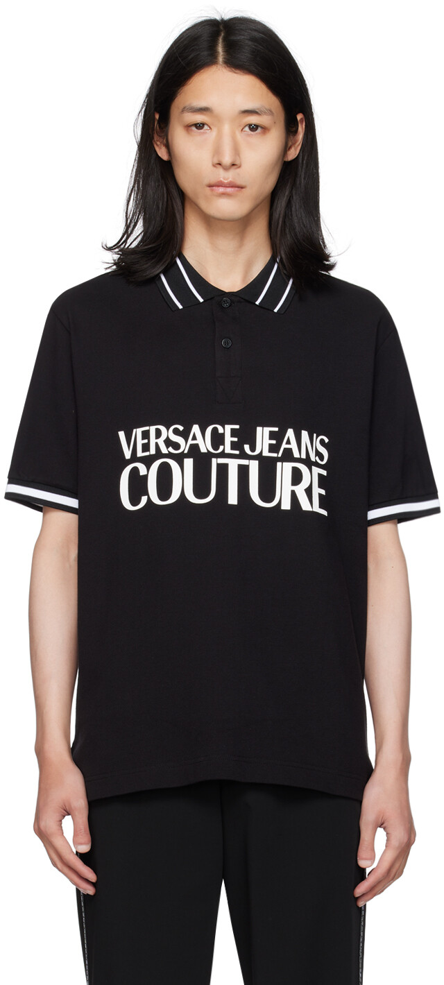

Черная футболка-поло с принтом Versace Jeans Couture, Черный