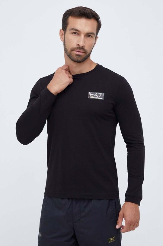

Хлопковый топ с длинными рукавами EA7 Emporio Armani, черный