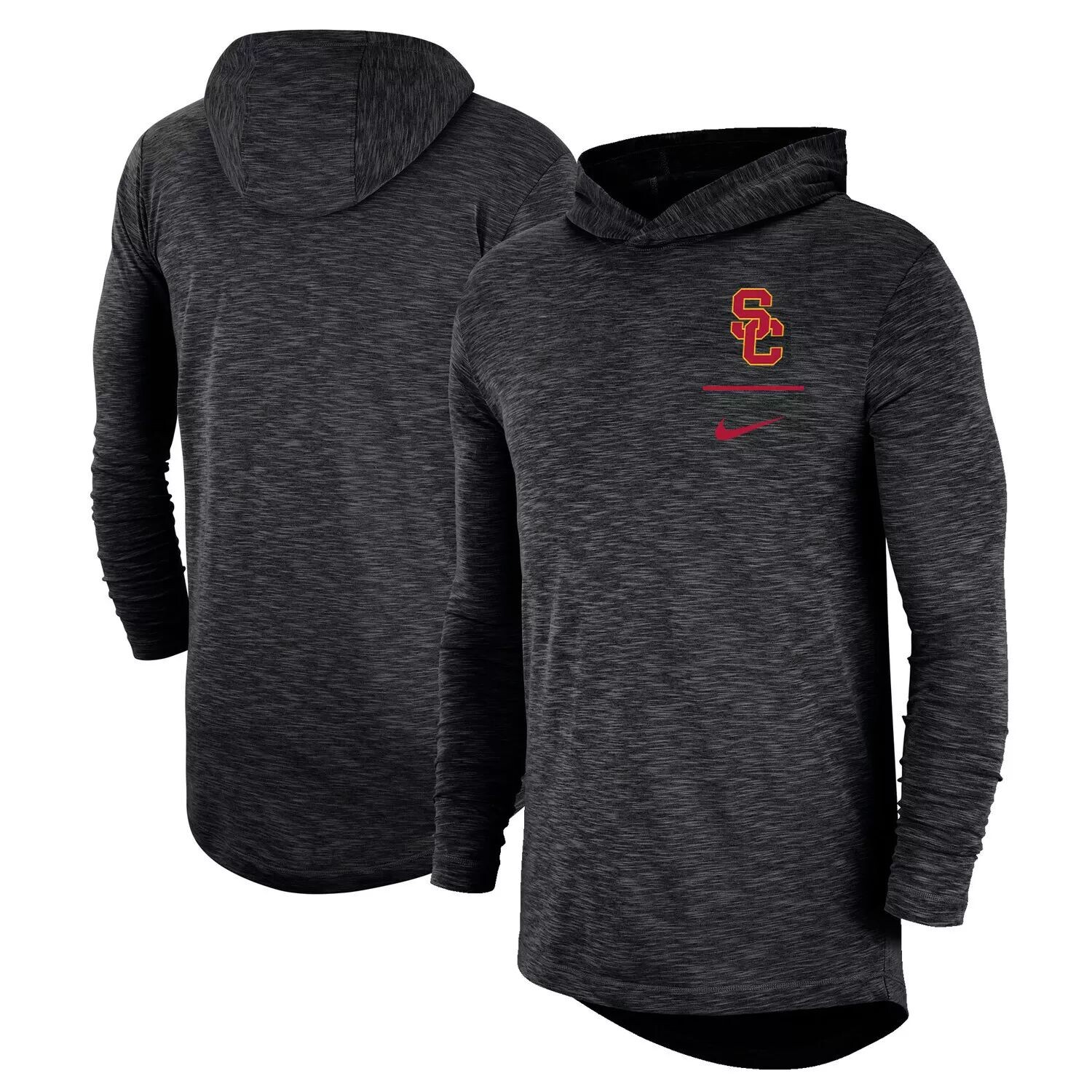 

Мужская черная футболка с капюшоном и длинными рукавами Nike USC Trojans Slub Performance, Черный