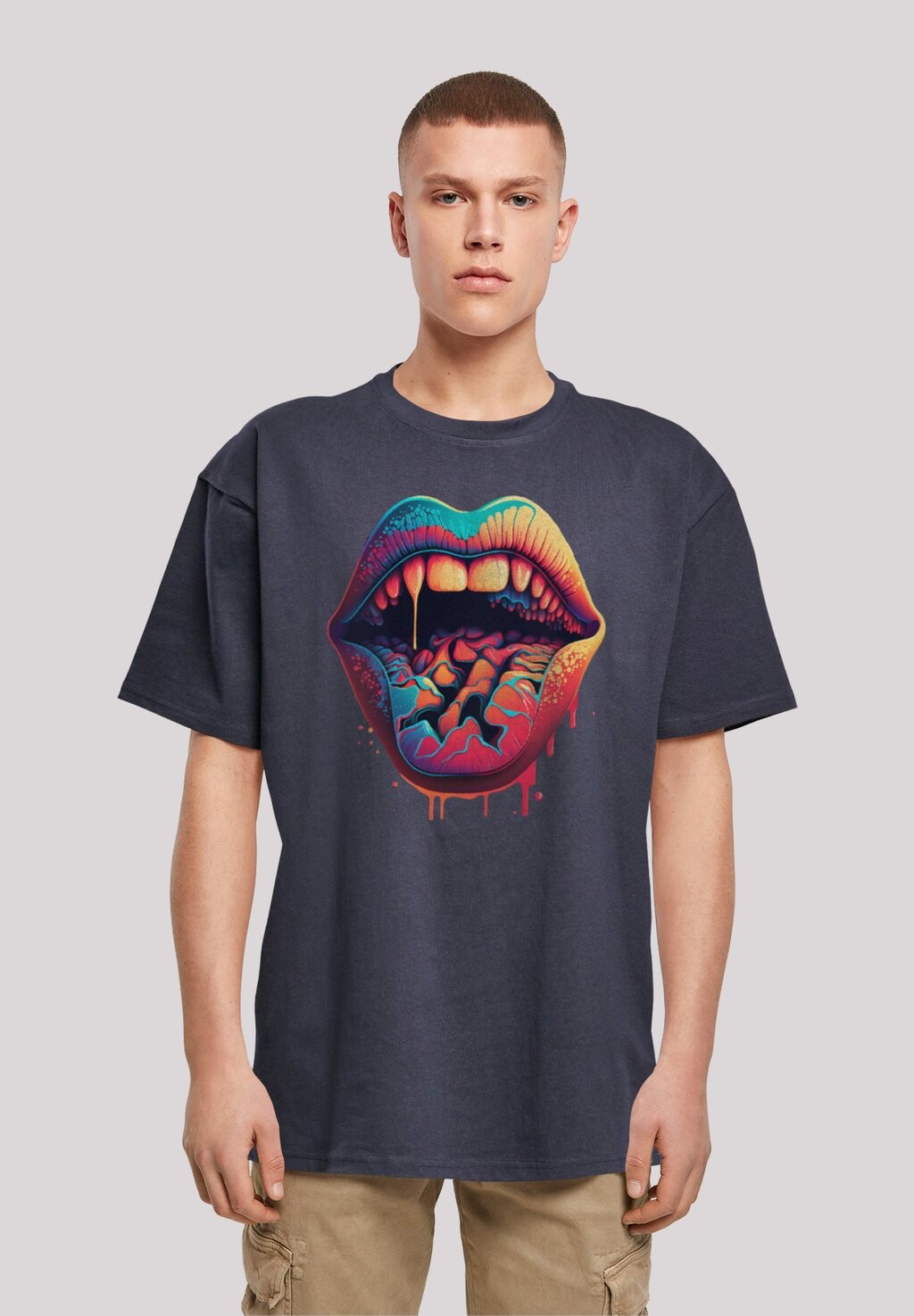 

Футболка с принтом DROOLING LIPS F4NT4STIC, синий