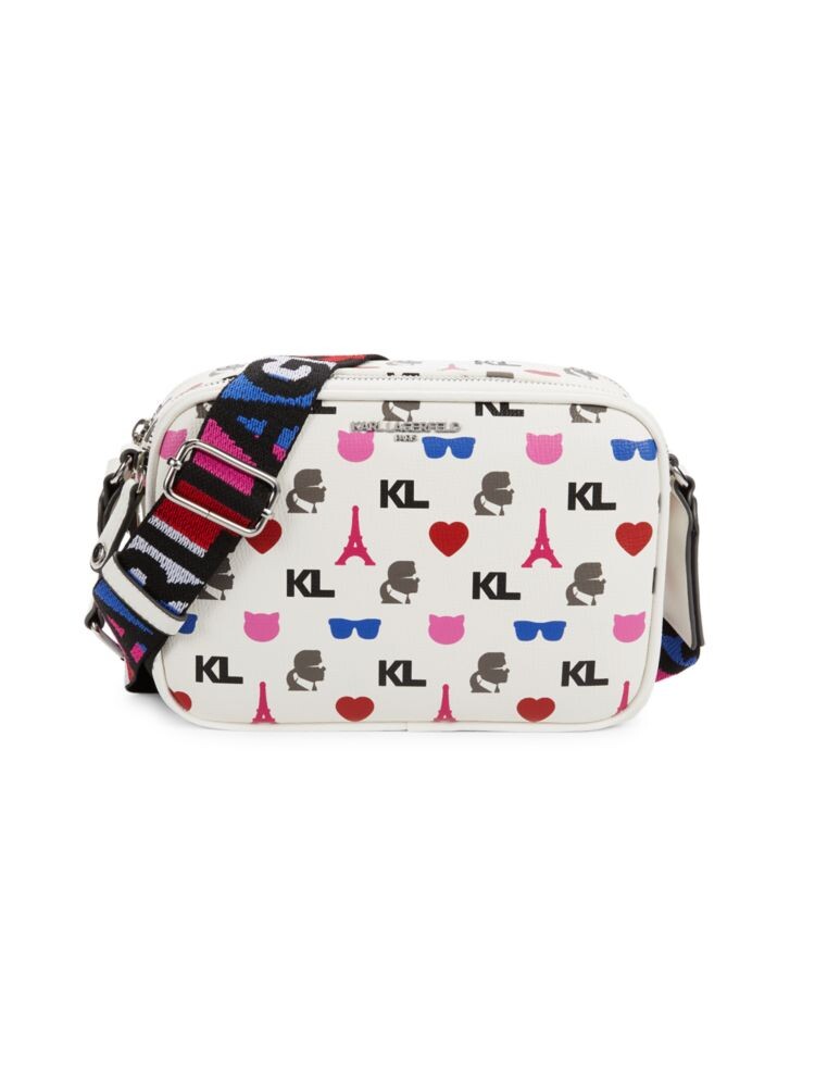 

Сумка для фотоаппарата Maybelle с логотипом и принтом Karl Lagerfeld Paris, цвет White Logo Multi