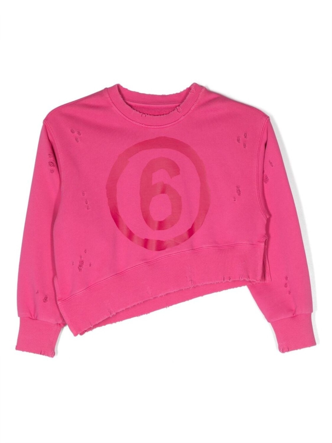 

MM6 Maison Margiela Kids толстовка асимметричного кроя с логотипом, розовый