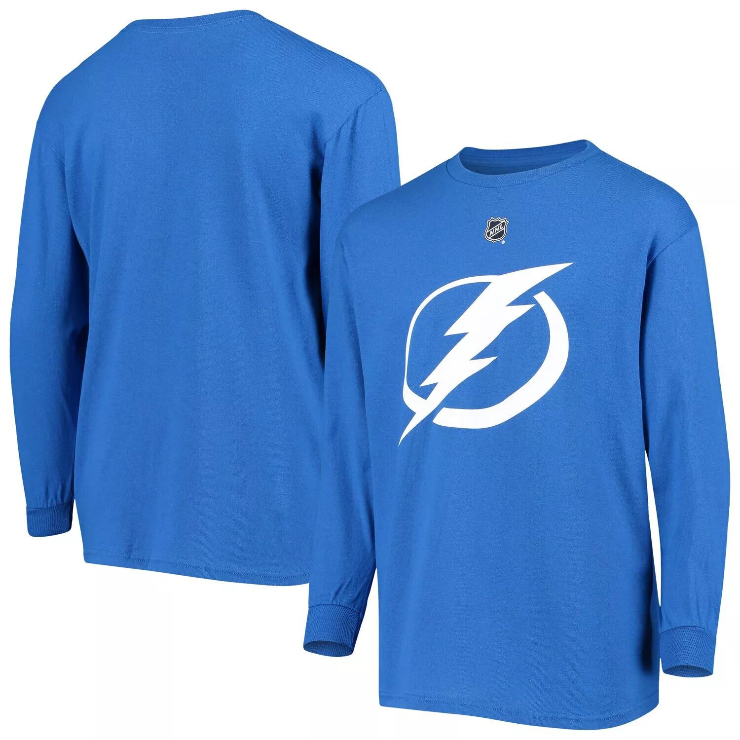 

Молодежная синяя футболка с длинным рукавом и логотипом Tampa Bay Lightning Primary Outerstuff