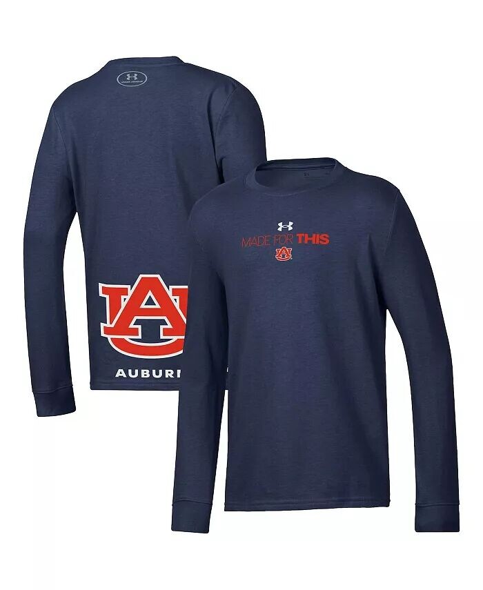 

Молодежная футболка Auburn Tigers 2024 On-Court Bench Unity Performance с длинными рукавами Under Armour, синий