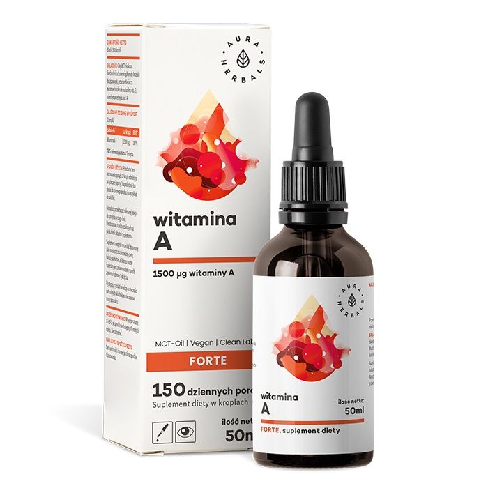 цена Витамин А в каплях Aura Herbals Witamina A Forte MCT-Oil Krople, 50 мл