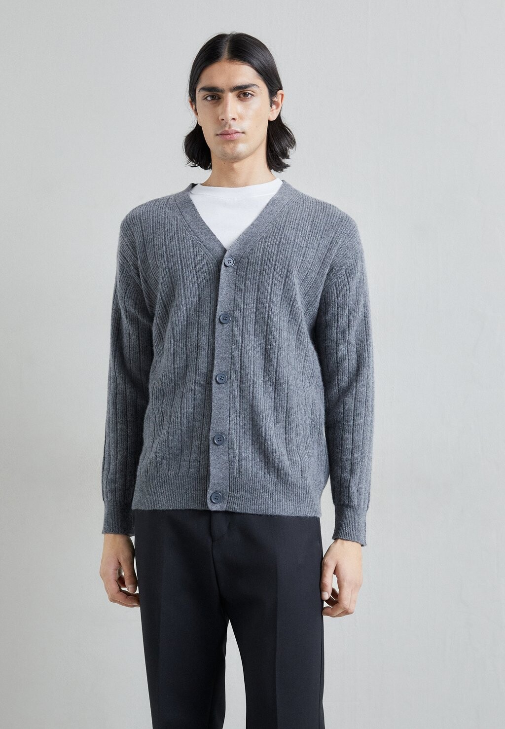 

Кардиган CASHMERE RIBBED CARDIE KNITID, пестрый серый