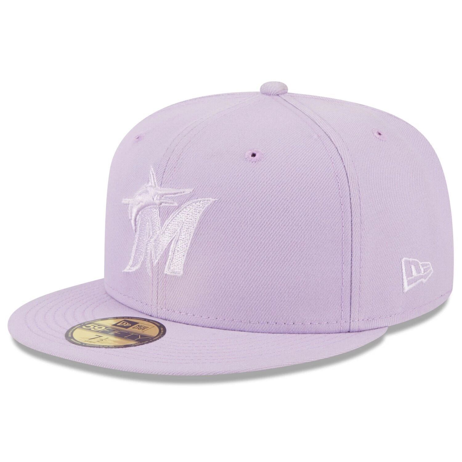 

Мужская облегающая шляпа New Era Lavender Miami Marlins 2023 Spring Color Basic 59FIFTY
