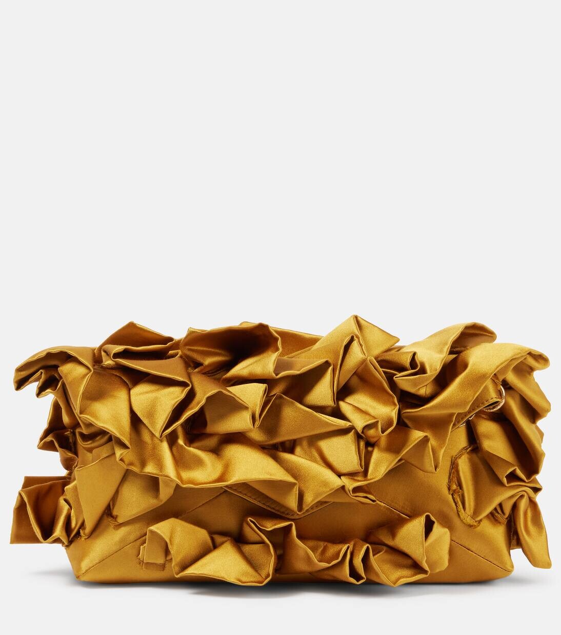 

Клатч из шелкового атласа с оборками Dries Van Noten, цвет tan