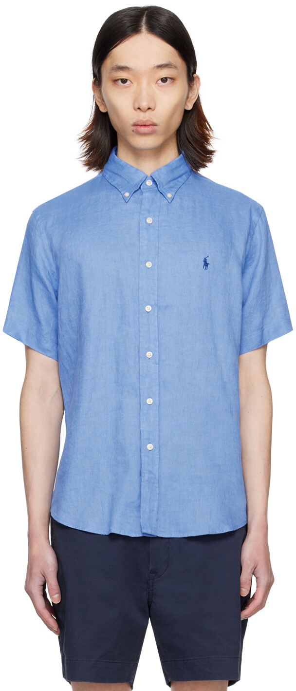

Синяя рубашка классического кроя Polo Ralph Lauren