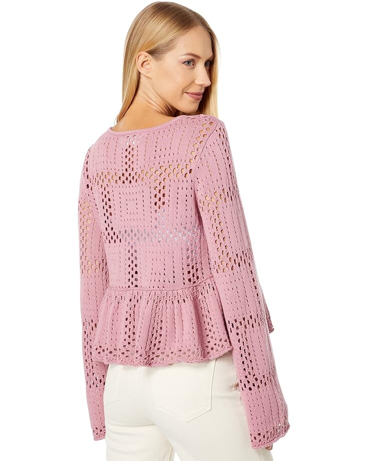 

Свитер Lucky Brand Open Stitch Peplum Long Sleeve Sweater, цвет Foxglove