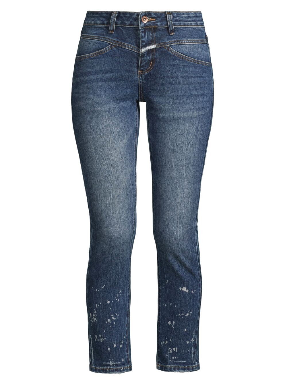

Отбеленные узкие укороченные джинсы со средней посадкой стрейч Denim Bay, синий