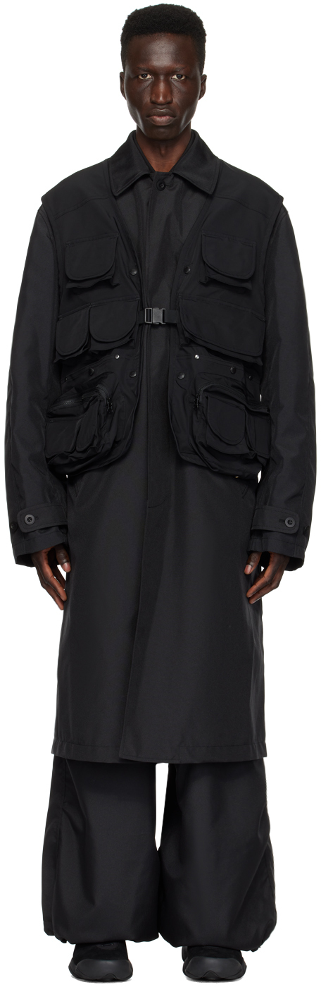 Черное многослойное пальто Junya Watanabe
