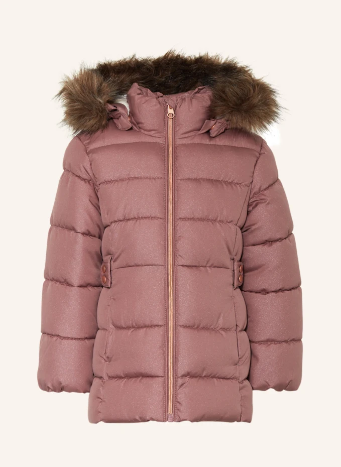 Стеганая куртка со съемным капюшоном Name It, розовый утепленная парка для девочки со съемным меховым капюшоном name it темно синий