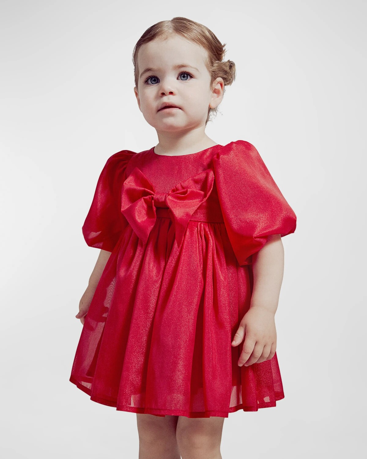 

Мини-платье Mercer для девочек с пышными рукавами, размер 6M-3 Bardot Junior, темно-красный
