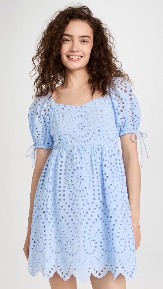 

Платье мини English Factory Eyelet Scallop Edge, синий