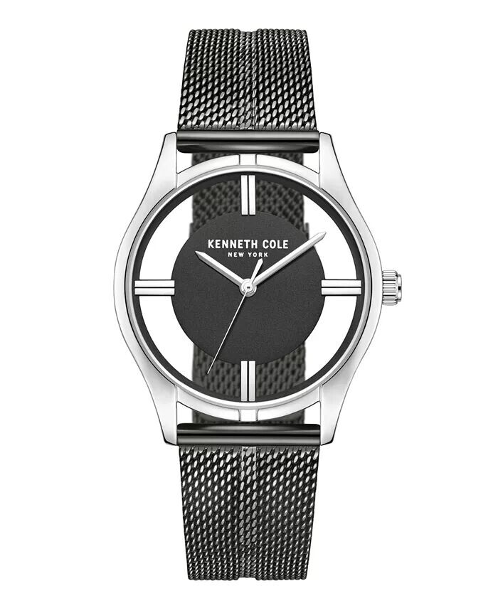 

Женские часы из нержавеющей стали с прозрачным пистолетом, 34 мм Kenneth Cole New York, серый