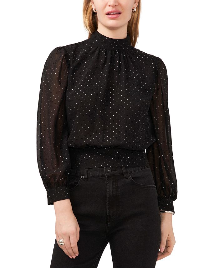 Женская шифоновая блузка с воротником-стойкой 1.STATE, черный