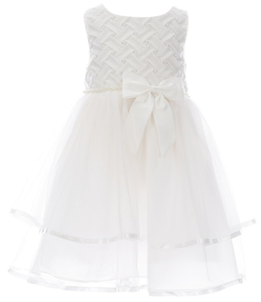 цена Расклешенное платье из корзинчатой ​​ткани/шифона Rare Editions Little Girls 2T-6X, белый