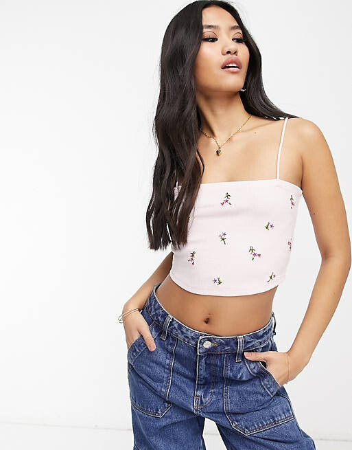 

Майка с узкими бретелями Miss Selfridge с вышивкой
